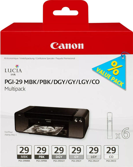 Canon PGI-29 Monochrome 6 Ink Cartridge Combo Pack - 4868B018