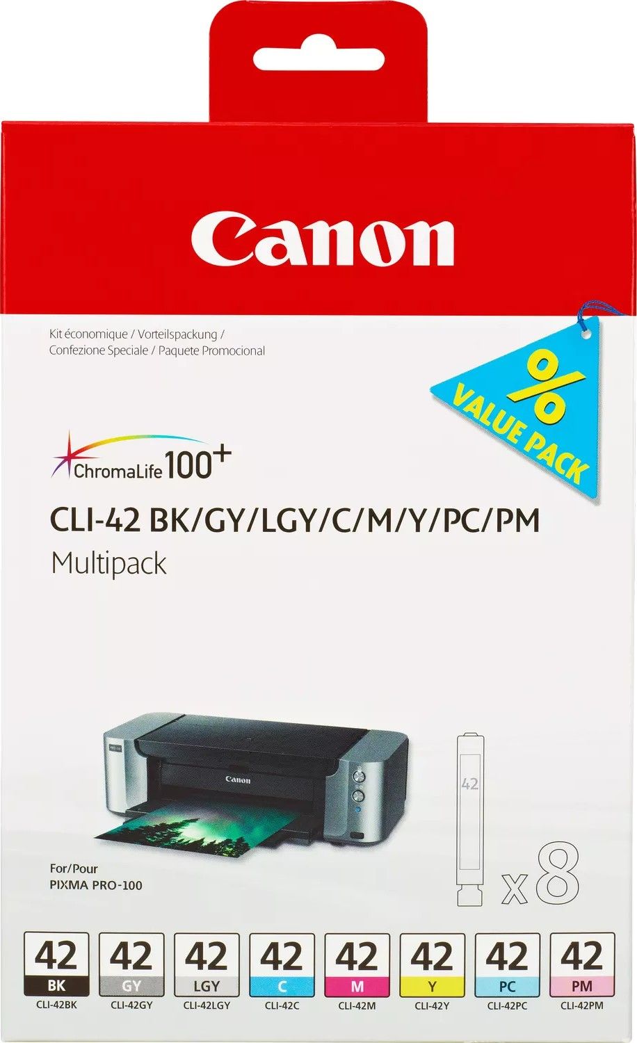 Canon CLI-42 Black and Colour 8 Ink Cartridge Combo Pack - 6384B010
