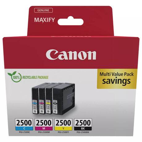 Canon PGI-2500 Black Cyan Magenta Yellow Ink Cartridge Combo Pack - 9290B006