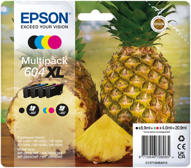 604XL Pineapple Cyan Magenta Yellow Ink Cartridge Combo Pack