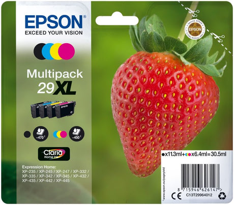 Epson 29XL Strawberry Black Cyan Magenta Yellow Ink Cartridge Combo Pack