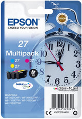 Epson 27 Alarm Clock Cyan Magenta Yellow Ink Cartridge Combo Pack
