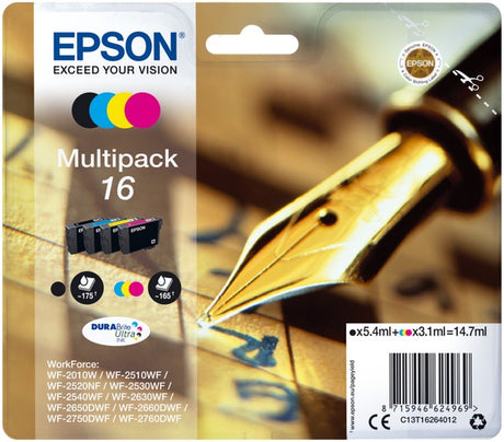 Epson 16 Pen Black Cyan Magenta Yellow Ink Cartridge Combo Pack