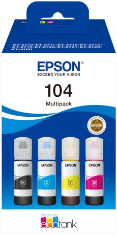 Epson Ecotank 104 Black Cyan Magenta Yellow Ink Bottle Combo Pack