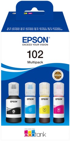 Epson Ecotank 102 Black Cyan Magenta Yellow Ink Bottle Combo Pack