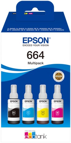 Epson Ecotank 664 Black Cyan Magenta Yellow Ink Bottle Combo Pack