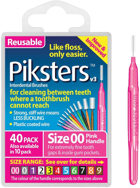 Piksters Interdental Brushes Pink Size 00 - Pack of 40