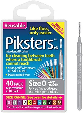 Piksters Interdental Brushes Grey Size 0 - Pack of 40