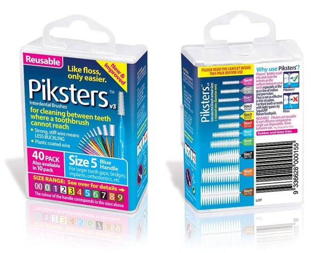 Piksters Interdental Brushes Blue Size 5 - 2 Packs of 40