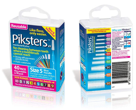 Piksters Interdental Brushes Blue Size 5 - 2 Packs of 40