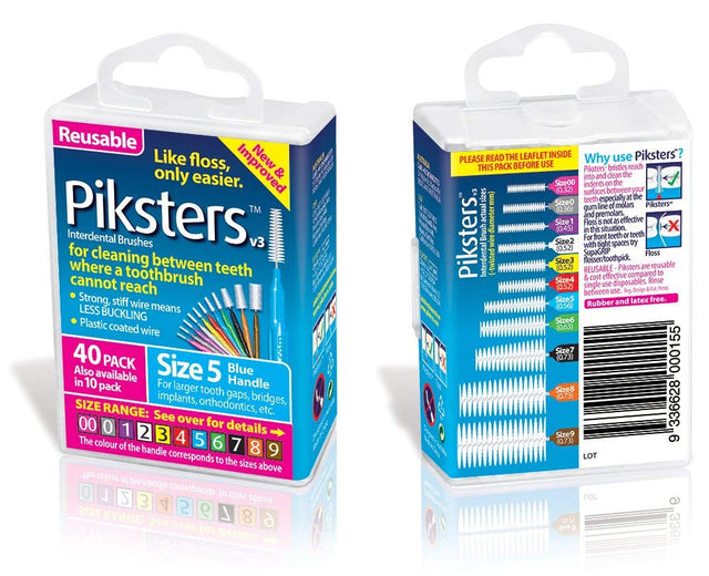 Piksters Interdental Brushes Blue Size 5 - 3 Packs of 40