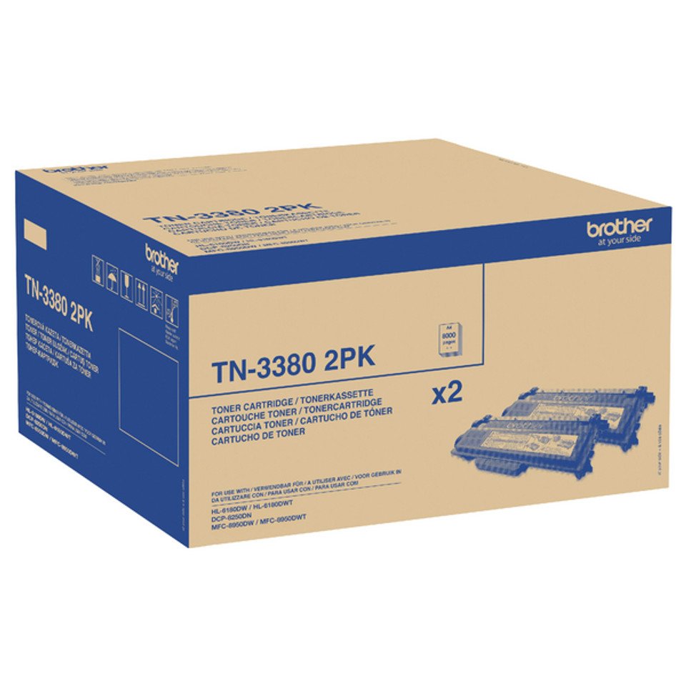 Brother TN-3380TWIN 2-Pack Black High Yield Toner Cartridges