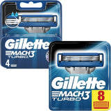 Gillette Mach3 Turbo Razor Blades - 12 Piece Bundle (8 Pack and 4 Pack)