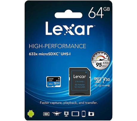 Lexar 64GB 633x HS microSDXC UHS-I C10 with Adapter