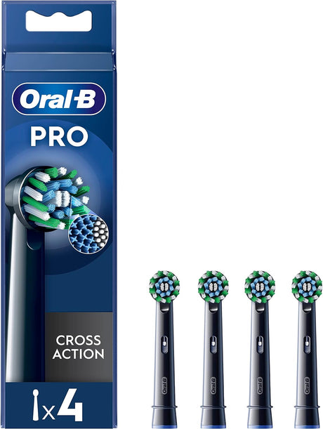 Oral-B Pro Cross Action Electric Toothbrush Heads Black - 4 Pack