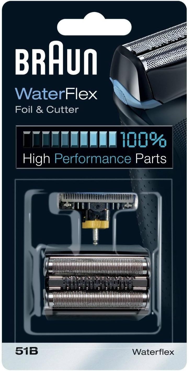 Braun Series 5 Electric Shaver Replacement Foil and Cutter Compatible with Series 5 and WaterFlex Shavers 51B Black
