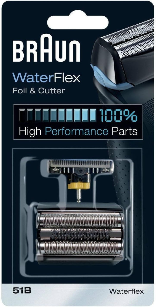 Braun Series 5 Electric Shaver Replacement Foil and Cutter Compatible with Series 5 and WaterFlex Shavers 51B Black