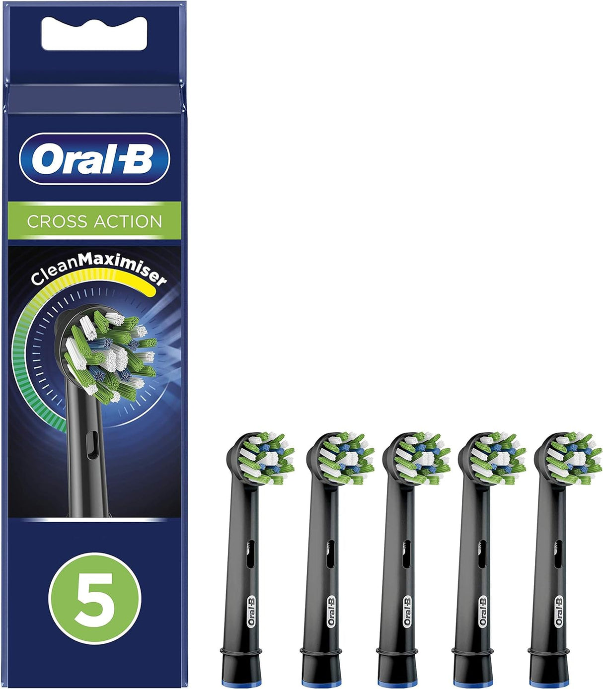 Oral-B CrossAction Electric Toothbrush Heads Black with CleanMaximiser - 5 Pack