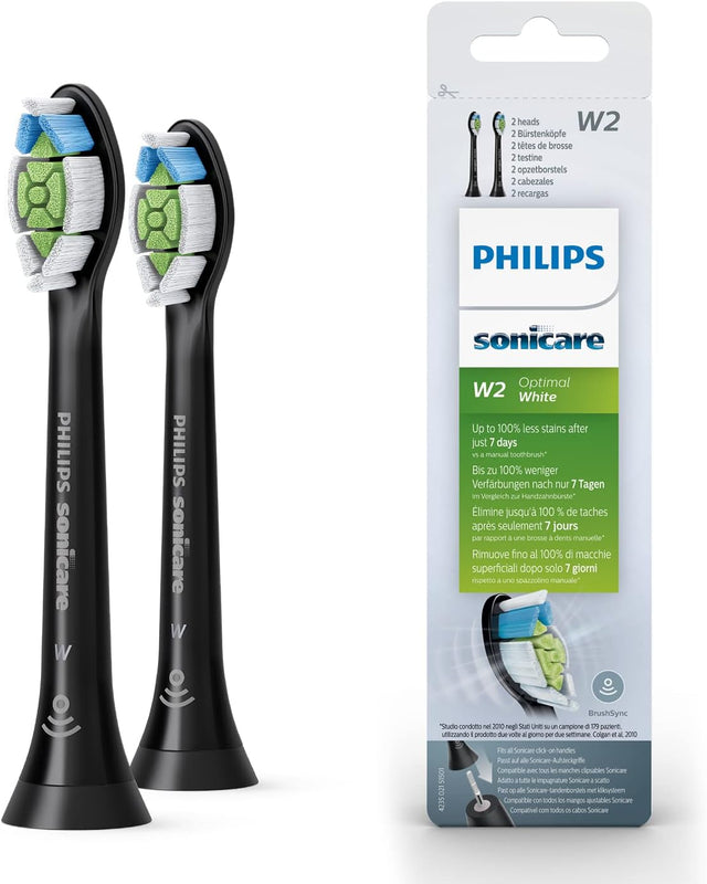 Philips Sonicare W2 Optimal White Standard Sonic Toothbrush Heads - 2 Pack in Black (HX6062/13)