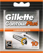 Gillette Contour Plus Razor Blades Men Pack of 10 Razor Blade Refills with Lubrastrip and Comfort System