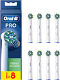 Oral-B Pro Cross Action Electric Toothbrush Head X-Shape And Angled Bristles for Deeper Plaque Removal Pack of 8 Toothbrush Heads White