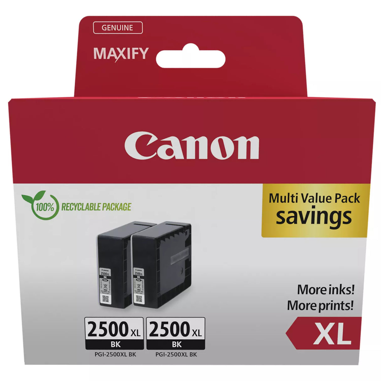 Canon PGI-2500XL Black Ink Cartridge Twin Combo Pack - 9254B011