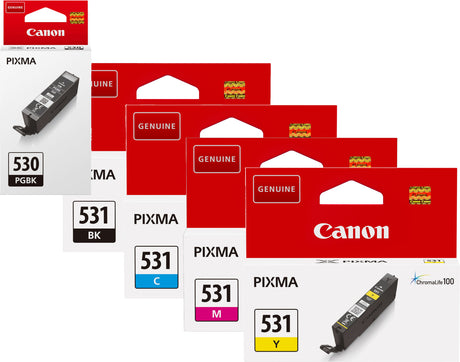 Canon PGI-530 Black and CLI-531 Black Cyan Magenta Yellow Ink Cartridge Bundle Pack