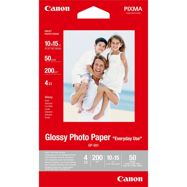 Canon GP-501 Everyday Use Photo Paper - Glossy - 200 g/m2 - 10 x 15 cm (4 x 6in) - 50 Sheets - 0775B081