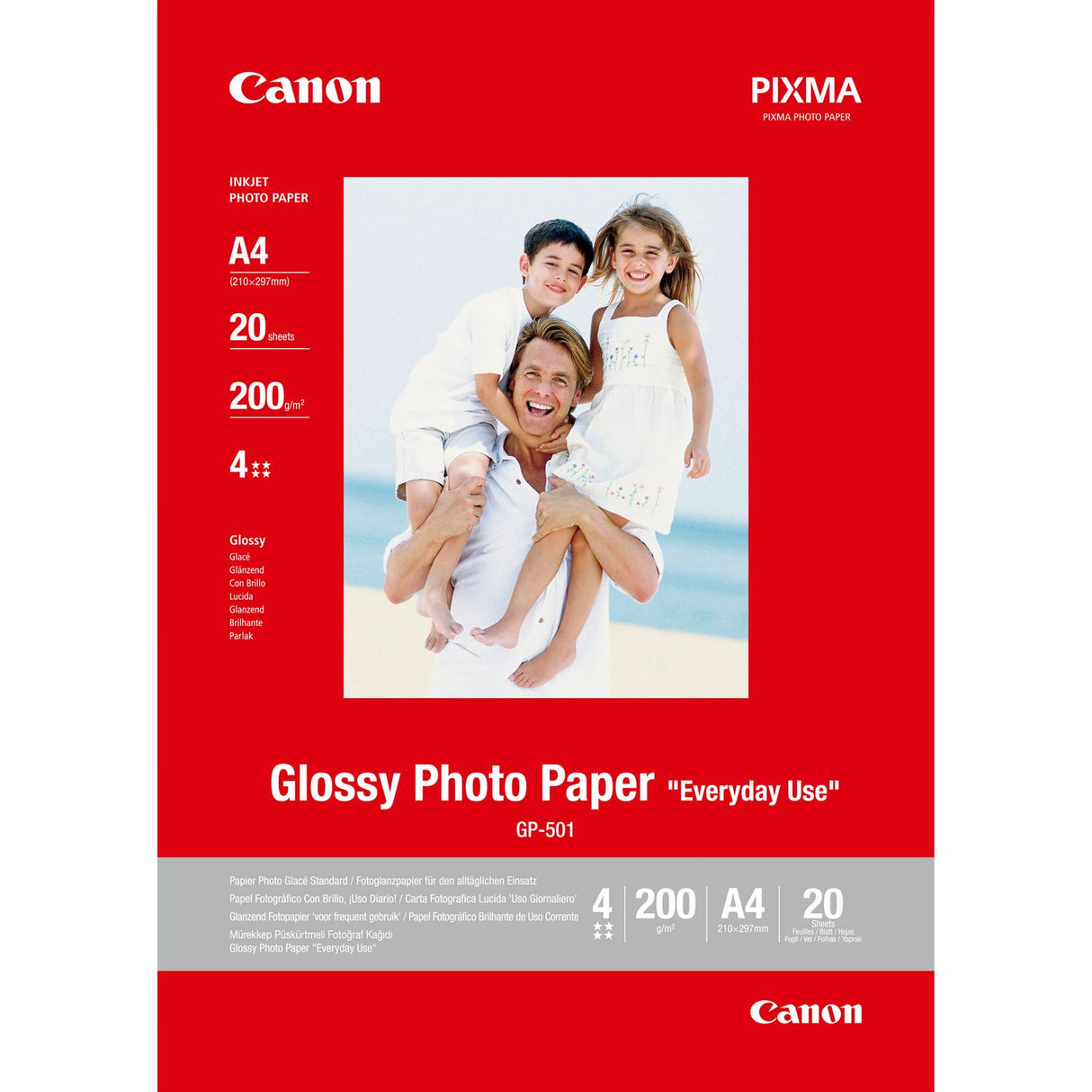 Canon GP-501 Everyday Use Photo Paper - Glossy - 200 g/m2 - A4 (210 x 297 mm) - 20 Sheets - 0775B082