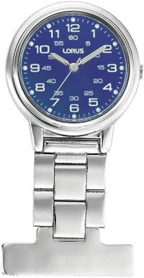 Lorus Nurses Fob Watch - Silver with Blue Dial
