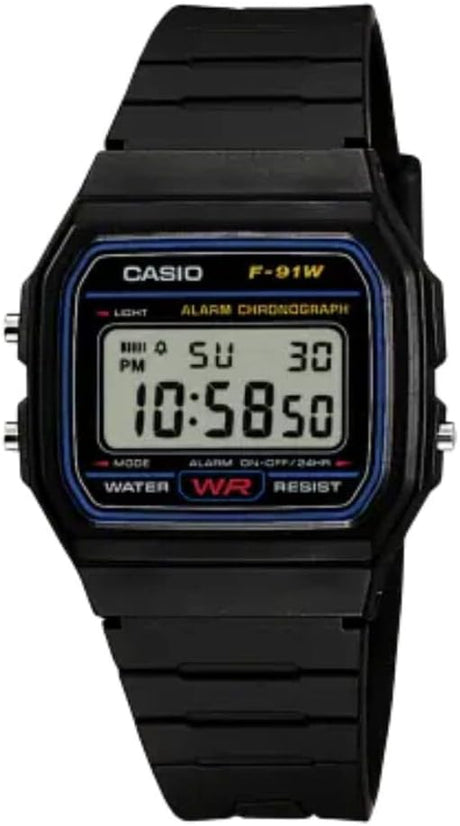 Casio Casual Digital Watch with Black Resin Strap - F-91W-1YER