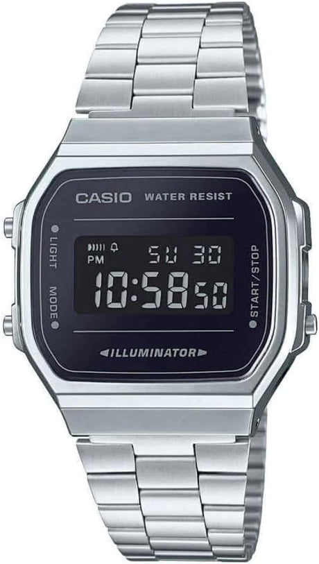 Casio Classic Digital Watch Silver with Black Case - A168WEM-1EF