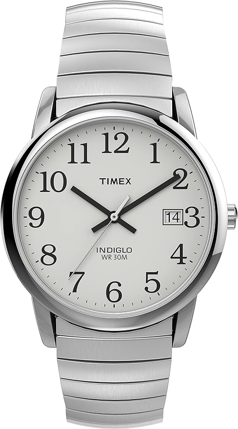 Timex Mens Easy Reader Watch with Stainless Steel Expansion Band Silver - T2H451