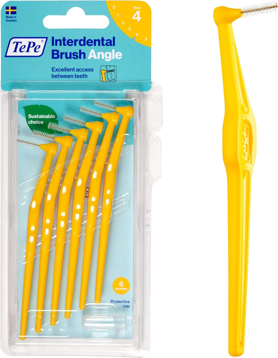 TePe Angle Interdental Brushes Yellow 0.7mm (Size 4) 6 Pack – Crazy ...