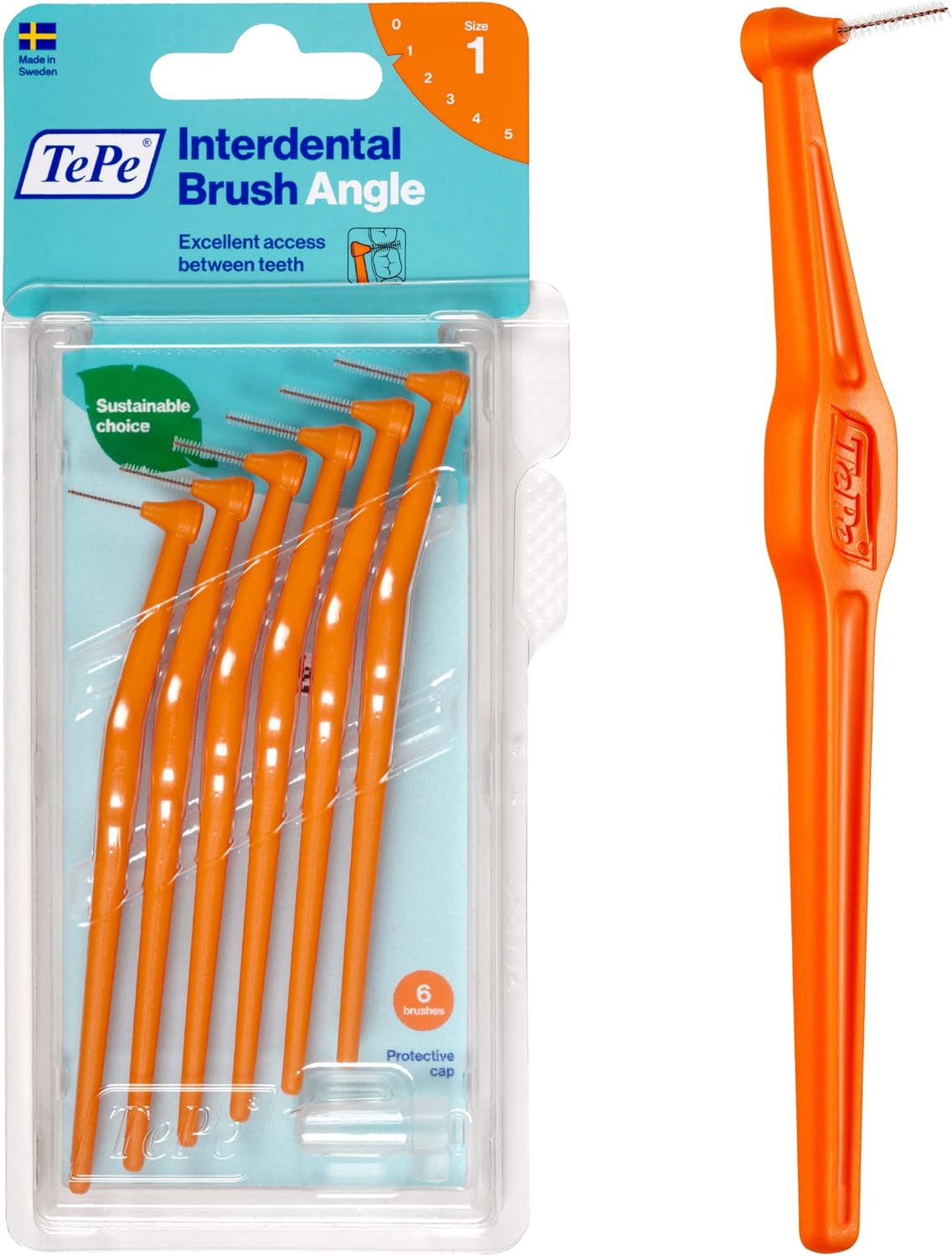 TePe Angle Interdental Brushes Orange 0.45mm (Size 1) 6 Pack