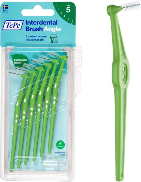 TePe Angle Interdental Brushes Green 0.8mm (Size 5) 6 Pack