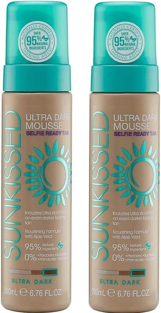 Sunkissed Self Tan Mousse Ultra Dark 200ml - 2 Pack Bundle