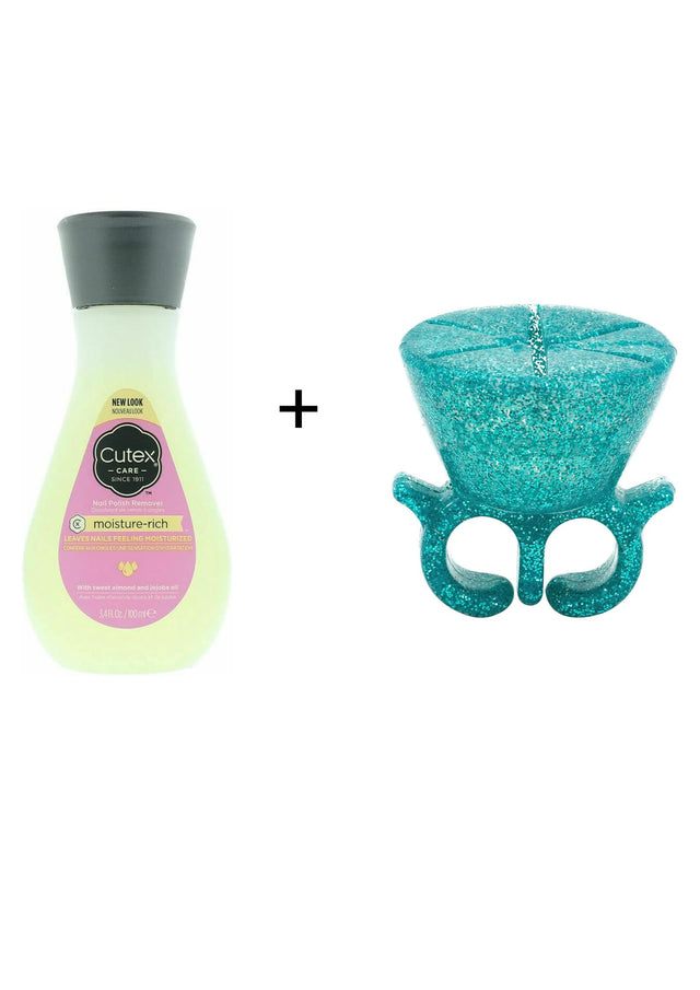 Cutex 100ml Moisture Rich Nail Polish Remover with Tweexy Nail Polish Holder - Mermaid Sparkle