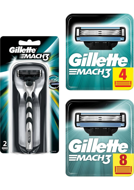 Gillette Mach 3 Mens Shaving Bundle - Mach3 Razor Handle and 14 Blades