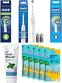 Oral-B Pro Battery Toothbrush, 12 Replacement Brush Heads, 40 x TePe Interdental Yellow Brushes and GC Tooth Mousse, Mint