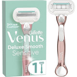 Gillette Venus Deluxe Smooth Sensitive Women's Razor + 1 Blade Refill with Rose Gold Metal Handle