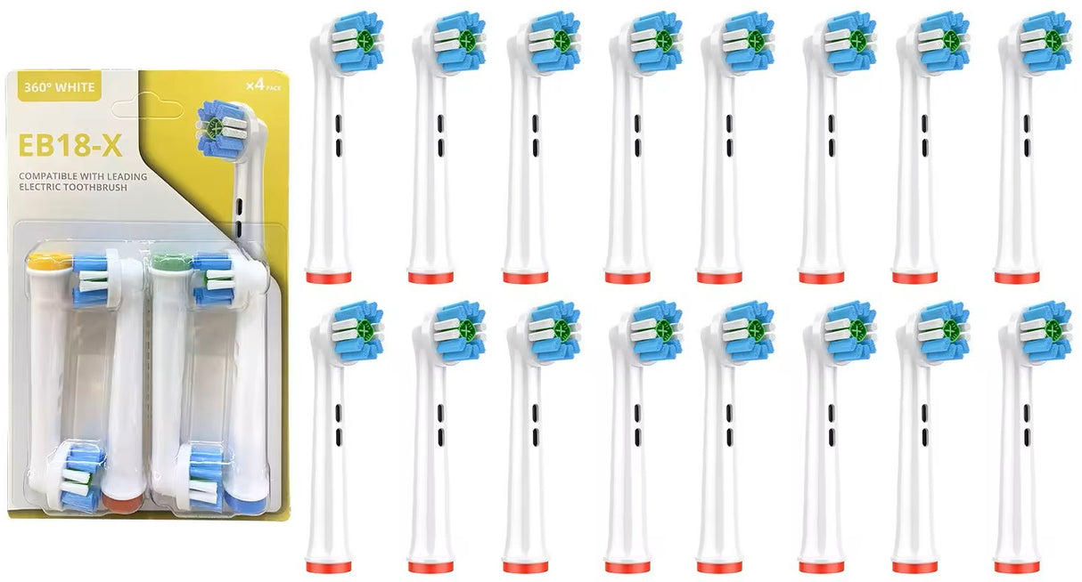 Electric Toothbrush Heads Compatible with Oral-B and Braun - 16 Pack