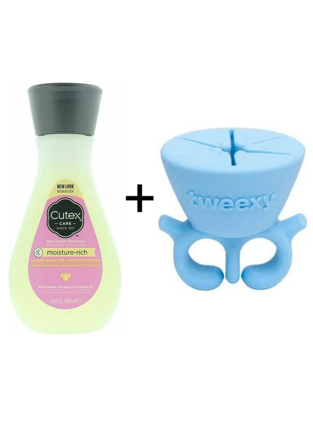 Cutex 100ml Moisture Rich Nail Polish Remover with Tweexy Nail Polish Holder - Island Blue