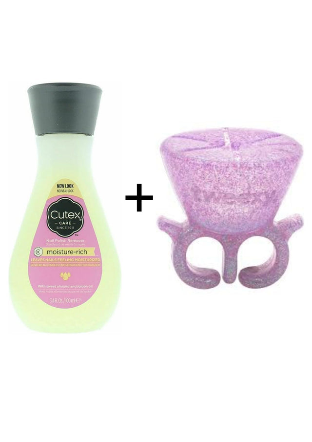 Cutex 100ml Moisture Rich Nail Polish Remover with Tweexy Nail Polish Holder - Opal Sparkle