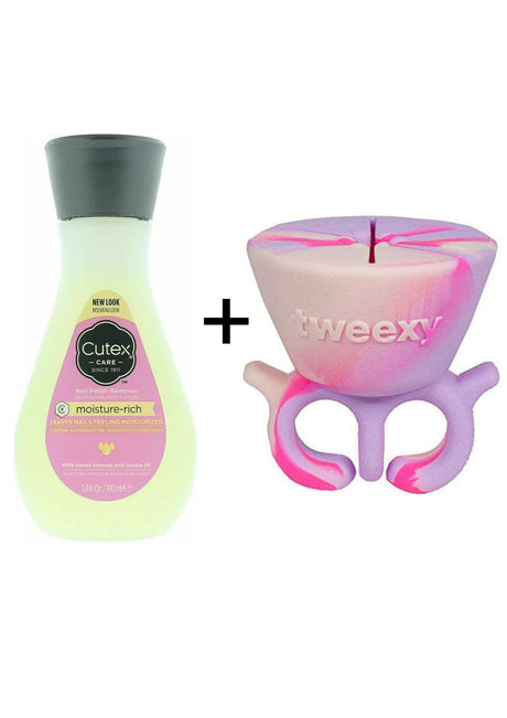 Cutex 100ml Moisture Rich Nail Polish Remover with Tweexy Nail Polish Holder - Pastel Taffy