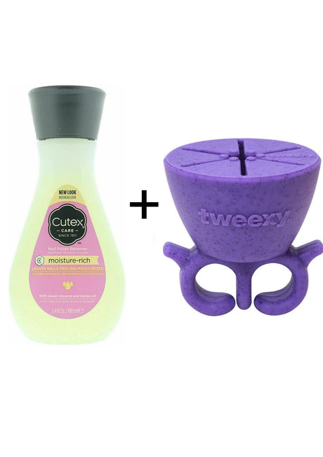 Cutex 100ml Moisture Rich Nail Polish Remover with Tweexy Nail Polish Holder - Purple Crush