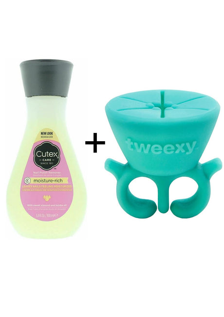 Cutex 100ml Moisture Rich Nail Polish Remover with Tweexy Nail Polish Holder - Spa Green