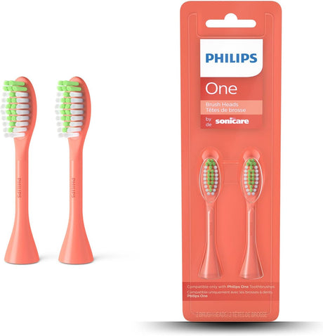 Philips One Electric Toothbrush Brush Head - Pack of 2 (Model BH1022/01), Orange