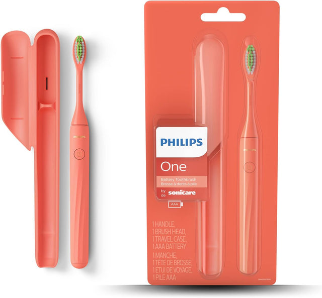 Philips One Battery Toothbrush - Electric Toothbrush in Miami Coral (Model HY1100/01)