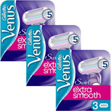 Gillette Venus Extra Smooth Swirl Razor Blades - 9 Piece Bundle (3 Packs of 3)